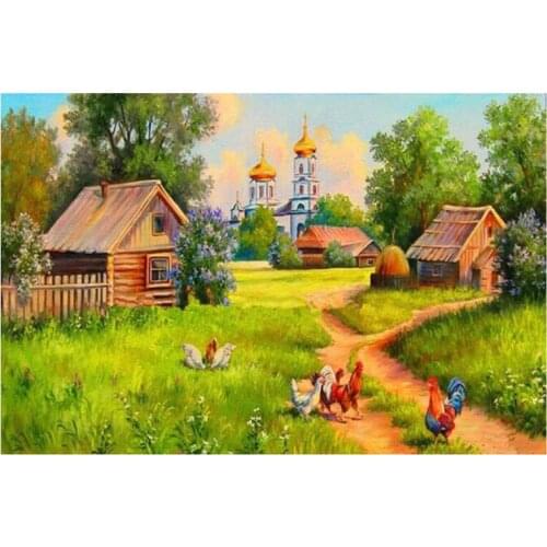 5D DIY Diamond Painting Landscape cattle Cross Stitch Patterns Full Drill Resin Diamond Painting kits for Embroidery with Beads