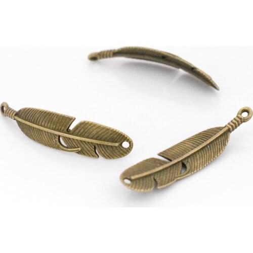 8pcs 45x11mm Antique Bronze Plated Leaf or Feather Charm Pendant Connector DIY Handmade Jewelry Accessories