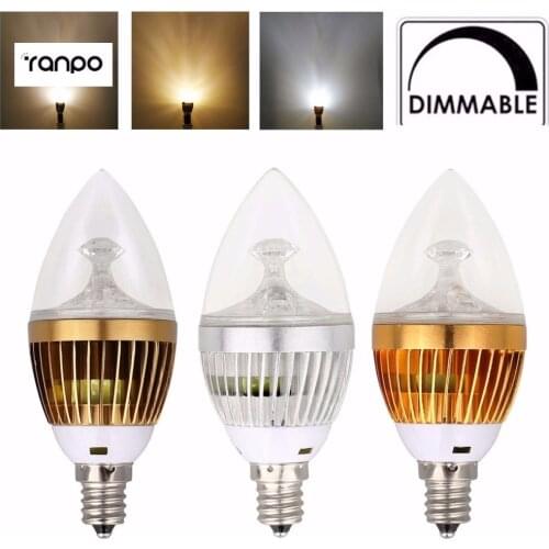 E12 Dimmable 3/6/9W LED Candelabra Bulbs Candle Light Chandelier Bulb Lamp 110V Golden/Silver/Bronze Warm Neutral Cool White
