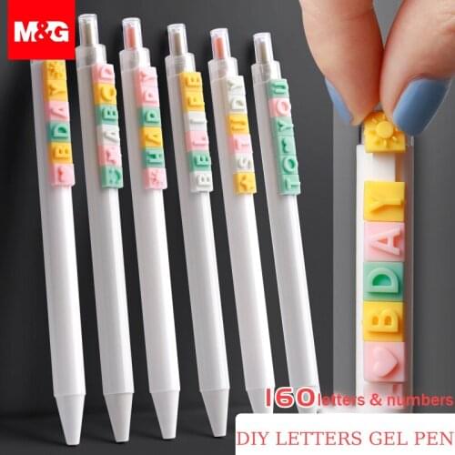 2Pcs/Set M&G DIY Letters Funny Pens 0.5mm Creativity DIY Gel Pen Press Ballpoint Pen For Writing Stationery Supplies