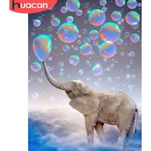 HUACAN DIY Diamond Painting Full Drill Elephant 5D Diamond Embroidery Cross Stitch Animal Home Decoration Gift