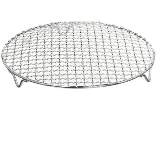 304 Stainless Steel Round Grill Net With Footboard Bbq Meshes Cooling Rack Steam Baking Rack Camping Outdoor Mesh Wire Net