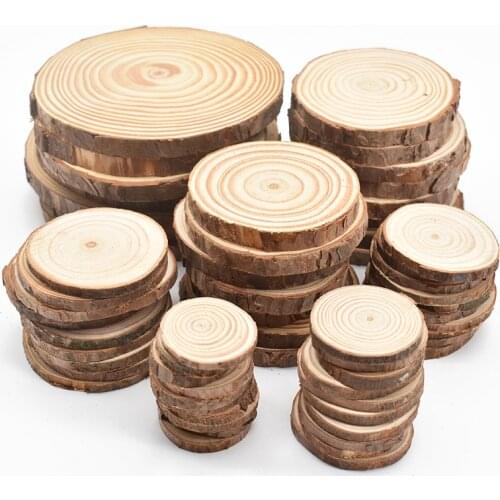 3-12cm Natural Pine Round Unfinished Wood Slices Circles Discs DIY Crafts Painting Wedding Party Christmas Decoration Ornament