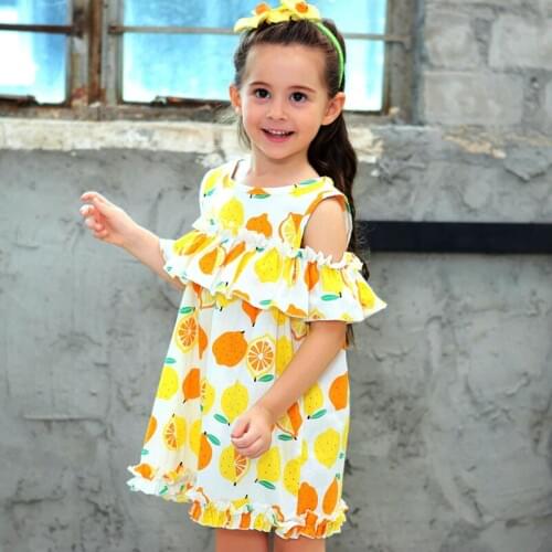 Baby girl summer dress 2020 kids dresses for little girls lemon print princess dress children clothes vestido size 2345678 years