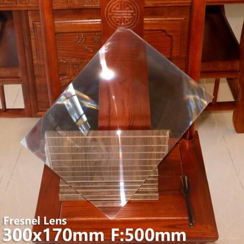 Fresnel lens 300x170mm F500mm 13.6" Solar energy Field fires Spotlight High temperature 3X magnification optical Customizable