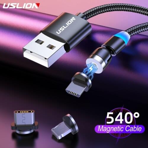 LED 540 Magnetic USB Cable Fast Charging USB type C Cable Magnet Charger Micro Cable For iPhone 12 Xiaomi Redmi Samsung Huawei