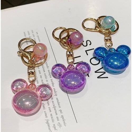 Mickey Mouse Keychain Cute Disney Fashion Mirage Key Chain Toys for Girls Birthday Gifts Women Bag Charm Pendant Car Keychains