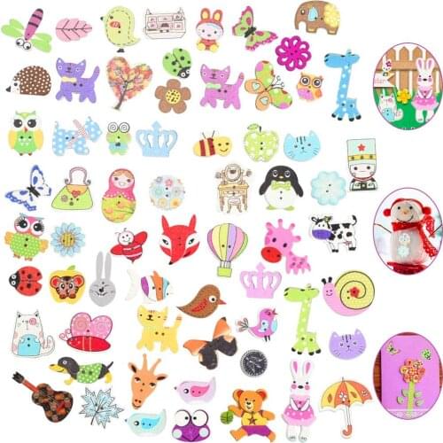 20pcs Wood Sewing Buttons Scrapbooking Craft Garment Clothes DIY Supply Flower 2 Holes Random Color 14 x 15 mm