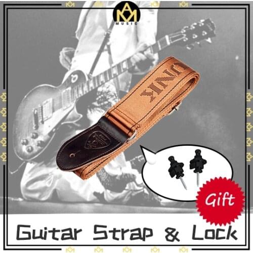 Guitar Strap & Lock Kit W/ Durable Guitar Strap Adjustable Guitar Belt & Black Strap Lock Button Guitar Parts Accessories