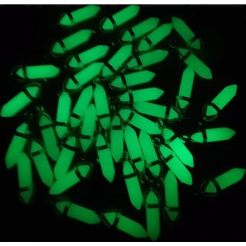 Wholesale 24pcs/lot fashion green luminous stone pillar shape point charms pendants for jewelry Accessories making free shipping