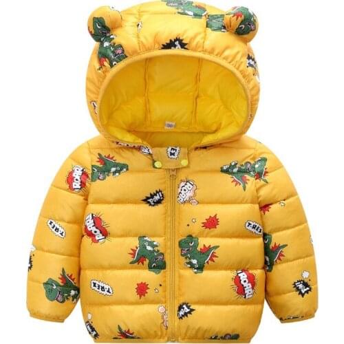 Autumn and winter new childrens lightweight down padded jacket, infant baby hooded ears, warm cotton jacket for boys and girls