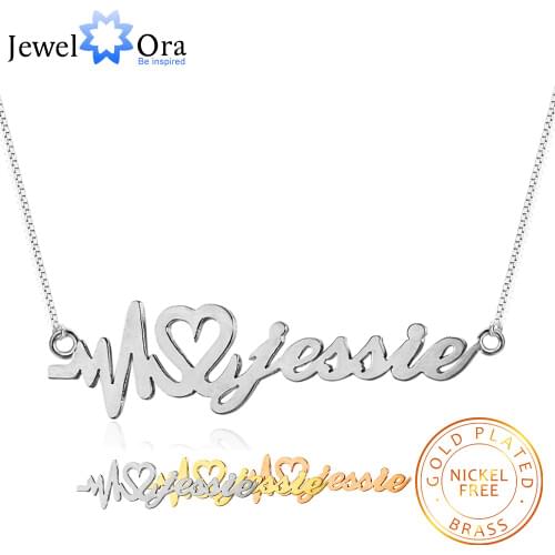 Customized Name Necklace with Heart Personalized Nameplate Pendant Custom Letter Jewelry Gift for Girlfriend (Jewelora NE102049)