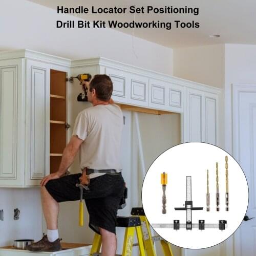 Detachable Handle Hole Punch Jig Tool Center Drill Bit Set Vertical Wood Drill Guide Sleeve Cabinet Hardware Woodworking Locator