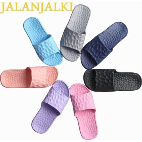 JALANJALKI Women Shoes Indoor Flat Non-slip Men Slippers Bathroom Unisex Light Weight Soft Flip-flop Jelly Color Couple Sandals