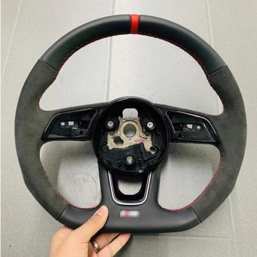 Sports Flat Steering Wheel Alcantara Alcantara Leather D-Shape Style RS4 S4 For Audi RS3 S3 2018-2021