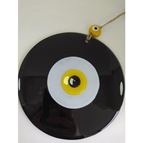 Black Evil Eye Glass Bead 20 cm Wall Pendant Turkish Handmade Amulet for Wall Hanging Ojo Turco Talisman Boho Home Decor