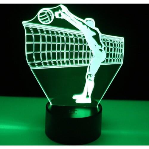 3D LED Night Light Play Volleyball in front of the Net with 7 Colors Light for Home Decoration Lamp Amazing Visualization