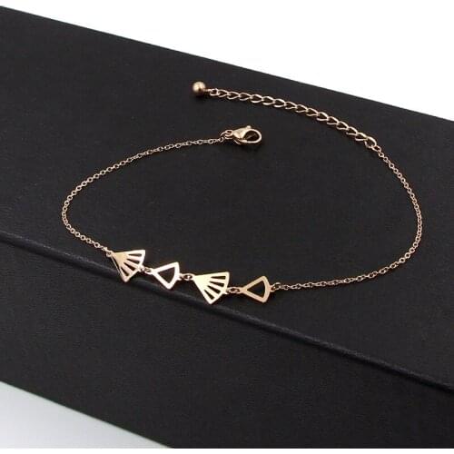 Titanium Anklet Rose Gold color Stainless Steel Fan-shaped foot chain Jewelry for Women Wholesale Price