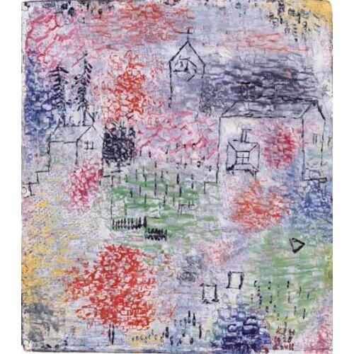 High quality Oil painting Canvas Reproductions Small Landscape with the village church (1925) by Paul Klee Painting hand painted