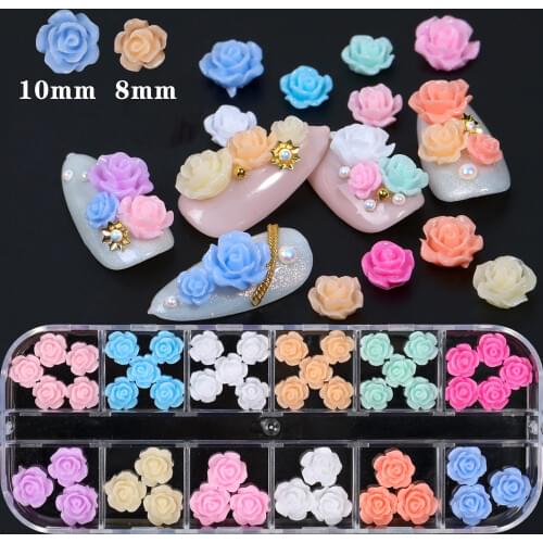 1 Box Colorful Various Petal Flowers Bow Ties Glazed Pearl 3d Nail Art Decorations Charms Nail Glitter Supplies Tools Jewelry