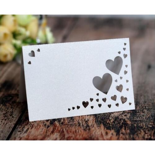 100PCS/LOT Romantic Love Heart Laser Cut High Quality Table Name Card Wedding Birthday Christmas Party Decoration