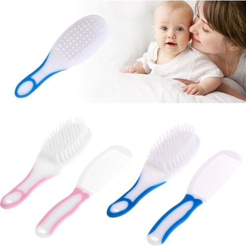 2pcs Portable Soft Newborn Baby Hair Brush Comb Hairbrush Sets Head Massager New
