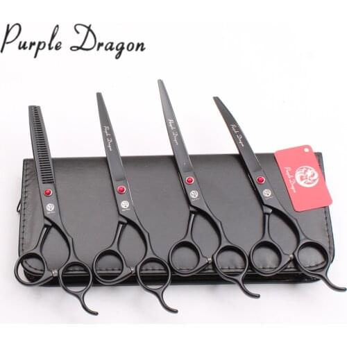 4Pcs 7Inch 19.5cm JP Purple Dragon Hairdresser for dogs Cutting Shears Thinning Scissors Pets Hair Clipping Shears Add Bag Z3100