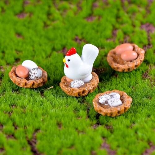 4PCS Miniature Hen Henhouse Eggs Family Mini Animal Craft Micro Landscaping Decor Home Landscape Decoration DIY Accessories