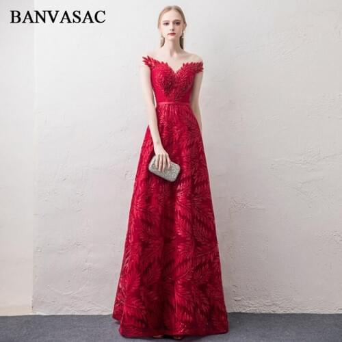 BANVASAC 2018 Illusion O Neck Sequined Sash A Line Long Evening Dresses Lace Appliques Short Cap Sleeve Party Prom Gowns