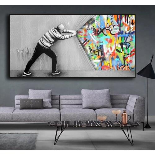 Banksy Art Behind the scenes look at posters and prints painted on the wall graffiti street art wall home decoration posters