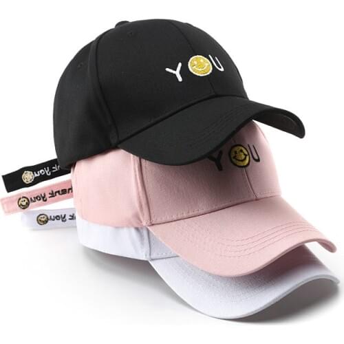 LINJW Spring Smiley Embroidery Baseball Cap for Men Women Hip Hop Snapback Caps Summer Streetwear Baseball Hat Outdoor Dad Hats