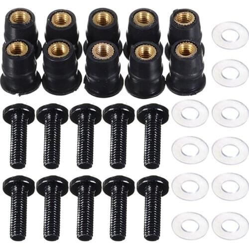 10PCS M5x16mm Motorcycle Windscreen Windshield Bolts Screws Nut Fastener For Honda Suzuki Yamaha Kawasaki