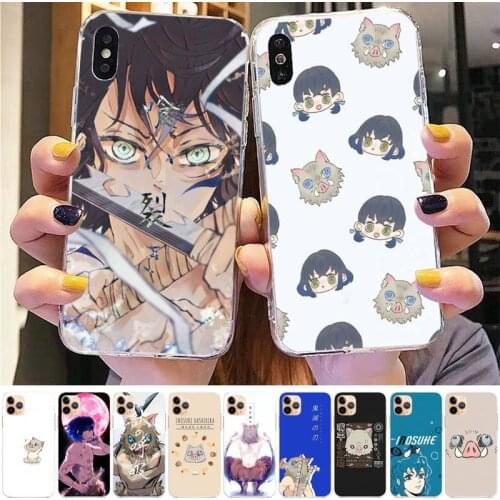 TOPLBPCS KIMETSU NO YAIBA Demon Slayer Inosuke Phone Case for iPhone 8 7 6 6S Plus X 5S SE 2020 XR 11 12mini pro XS MAX