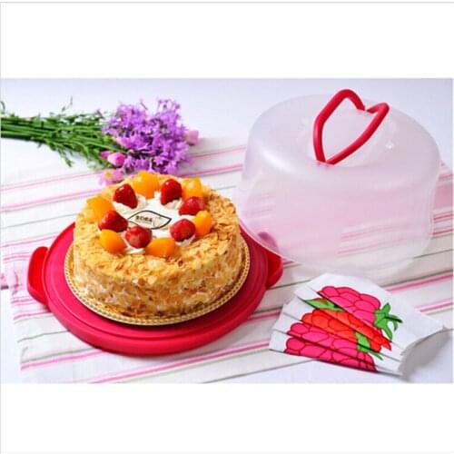 4 colors Portable Locking Cupcake Cake Pretension Box Tub Carrier Case Storage Container 30*23*13cm