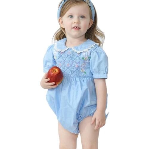 Children Smocked Romper Baby Girl Handmade Smocking Clothes One Piece Infant Embroidery Jumpsuit Toddler Boutique Clothing L969