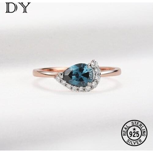 DY 925 Stelring Silver Ring For Women Nano London Blue Gemstone Wedding Party Anniverssary Engagement Classic Gifts Fine Jewlry