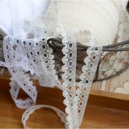 30 Meters 1.7cm Width White Light Beige Thin Non Elastic Stretch Clothing Lace Trim Ribbon
