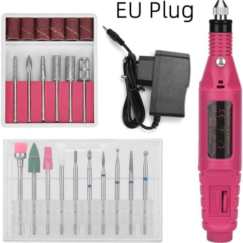 Electric Manicure Nail Machine 16pcs Nail Drill Bits Milling Adjustable Speed Gentle Polishing Art Pen Professional Kits