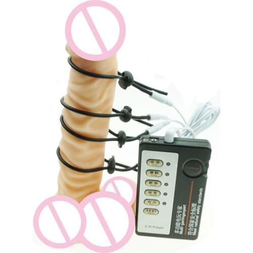 Electro Penis Stimulation Cock Ring Shock Wave Therapy Pulse Electric Stimulator Massage Penis Ring Kit BDSM Sex Toys For Men