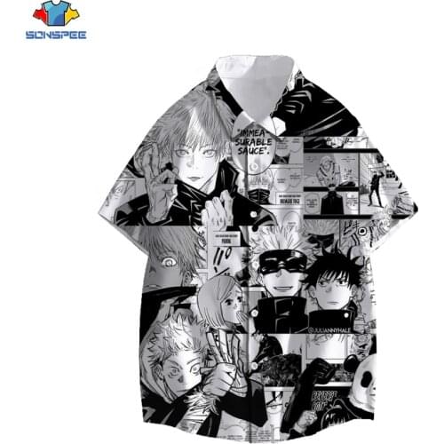 SONSPEE Anime Jujutsu Kaisen Gojo Satoru Shirt Men Women 3D Print Harajuku Summer Hawaii Shirts Casual Beach Oversized Tops