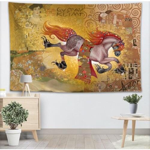 The Kiss Gustav Klimt Tapestry Wall Hanging Decor Home Party Decorations Fabric Tapestries Camping Tent Travel Sleeping Pad