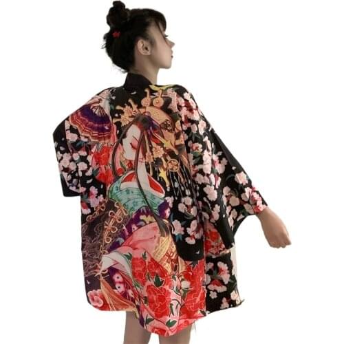 Kimono Women Japanese Yukata Female Kimono Cardigan Cosplay Haori Japanese Streetwear Soft Girl Harajuku Shirt Asian V2089