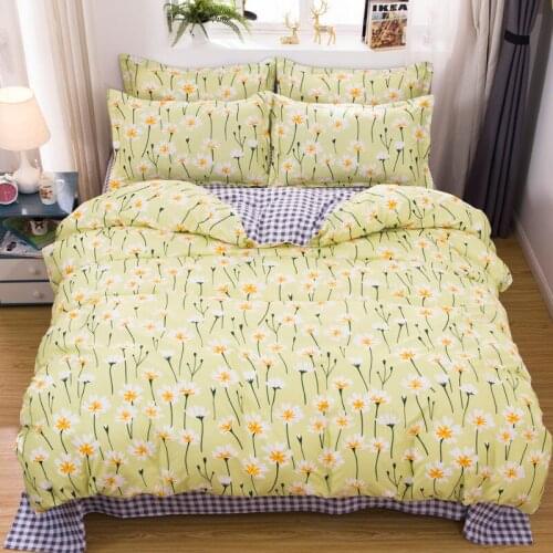 Flower(Yellow Ver.)Fashion Bedding Set Simple Duvet Cover Set Pillowcase Home Textiles 2/3pcs Bed Linen King Queen Size Dropship