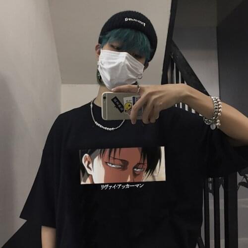 Summer Ulzzang women clothing Attack on Titan Japanese anime T-shirt loose casual Harajuku big size short sleeve punk women tees