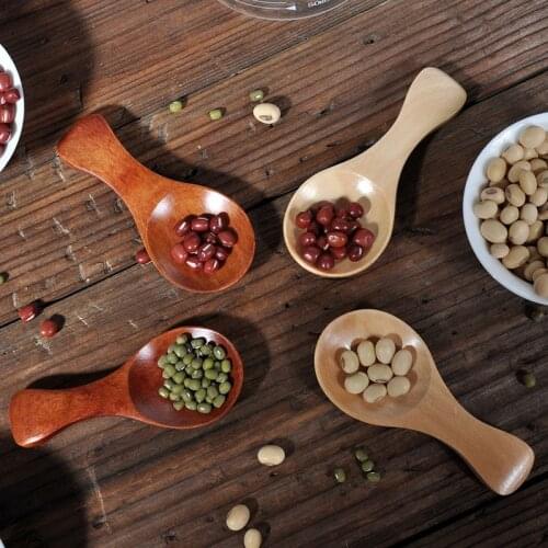 2pcs Wood Condiment Scoop Flatware Coffee Tea Spoon Spice Salt Sugar Mini Wood Spoons Kitchen Cooking Tools
