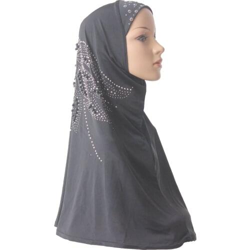Muslim Women Girls Hijab Islamic Scarf Shawls Soft Stretch Material Beautiful Diamond Pearl Nice Pattern