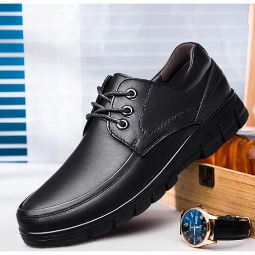 Men Oxfords Genuine Leather Dress Shoes Lace Up Mens Casual Shoes Luxury Band Men Business Formal Shoes Dad shoes