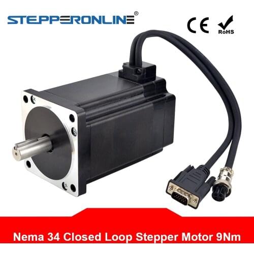 Nema 34 Closed Loop Stepper Motor 9Nm Encoder 1000CPR 6A 2 Phase 86 Stepping Motor 4-lead 14mm Shaft for CNC Machine