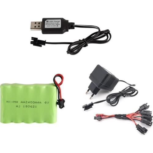 6v 2400mah NiMH Battery + 6v usb Charger For Rc toys Cars Boats Tanks Trucks Robots Guns NI-MH AA 6v Rechargeable Battery Pack