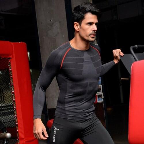 2019 New Mens Running Pants+Long Sleeve Sport Athletic Mens Suits Top Cycling / Tracksuits / Workout Clothes Set